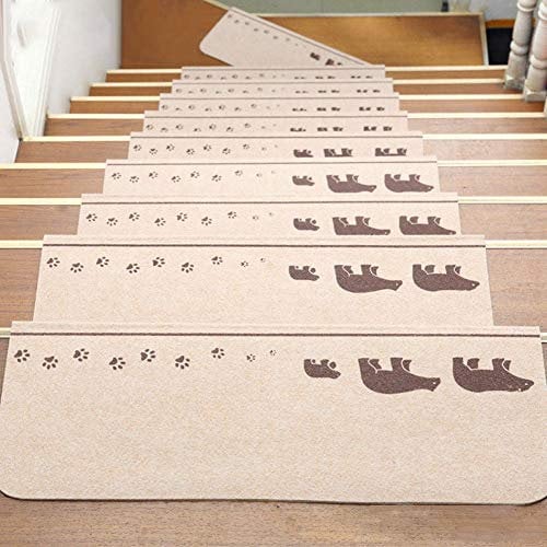 GCSQF Treppenmatte Stufenmatten Leuchtender Treppenteppich Moderne Selbstklebende Step Pads Treppenhaus Mat Zebra Fox Löwenzahn Bär Muster (55 X 20,5 X 4,5 cm) 1219 (Color : F, Size : 10pcs)