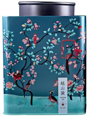Yardwe Tea Canister with Pouch Tinplate Tea Storage Canister for Keeping Leaves Dry and Clean Festival Gift Packaging Gift Container for Father or Teacher