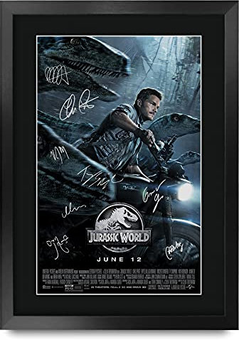 HWC Trading FR A3 Jurassic World Chris Pratt Gifts gedrucktes Poster, signiertes Autogrammbild für Film-Erinnerungsstücke, A3, gerahmt