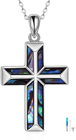 ONEFINITY Kreuz Urnen Ketten für Asche 925 Sterling Silber Kreuz Anhänger Asche Kette Memorial Einäscherung Asche Schmuck für Damen Herren