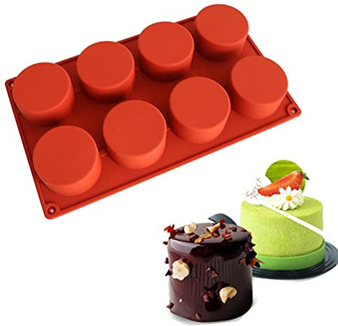 Silikonform für Kuchen, 11/8/6 Mulden, zylinderförmig, zum Backen von Dessert, Eis, Mousse, Fondant, Dekorationswerkzeuge (8 Mulden)
