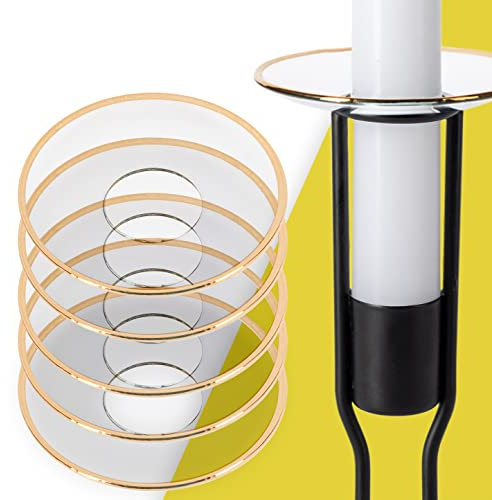 WIKAKERZEN Tropfenfänger für Kerzen oder Tropfschutz für Spitz- & Stabkerze und Kommunion-Kerze | Handmade in Germany | Kerzen Tropfenfänger (Gold, 23x67mm-5er-Set)