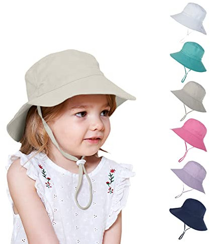 Kunyeah Gorro de Sol para niños Gorra de ala Ancha para Verano Gorro de Playa Gorro de Pesca Plegable para niños Gorro Ajustable para niños pequeños
