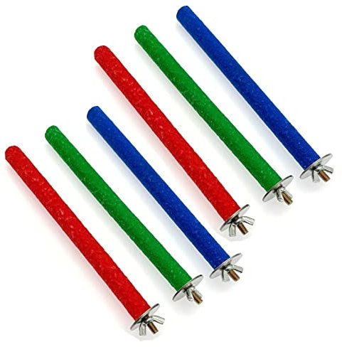 JZK 6 pièces 1.5 cm x 20 cm Largo Poste pájaro pequeño Perchas para periquitos Canario, Palo Perca Loro pequeño Colorido para Jaula de pájaros, Palos de Soporte de Madera para Loros