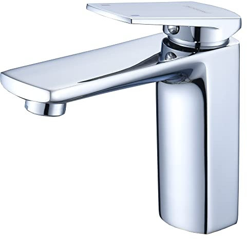 Korec Messing Wasserhahn Bad,Waschtischarmatur,wasserhahn,Waschbecken Armatur,Badezimmer Mischbatterie Hochdruck,Waschtischwasserhahn,Einhebelmischer,Badarmatur für Garten Küche,Keramikventilkern.