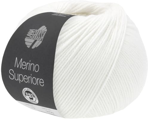 LANA GROSSA Merino Superiore | Pure, extrafeine Merinowolle waschmaschinenfest und filzfrei | Handstrickgarn aus 100% Schurwolle (Merino extrafein) | 50g Wolle zum Stricken & Häkeln | 180m Garn FB1