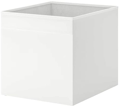 Princekingx Drona Storage Boxes – Foldable Kellax Shelf Insert Box – Cube Shaped Fabric Storage Organizer, 33x38x33cm Shelving Unit with Handle, For Home, Office Use, Baby Nursery (White, 4x)