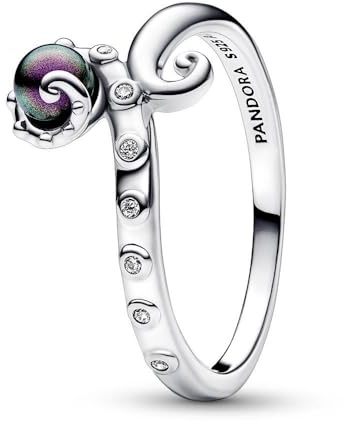 PANDORA x Disney Arielle die Meerjungfrau Ursula Ring aus Sterling Silber mit Kunstperle und Cubic Zirkonia in der Größe 58, 192697C01-58