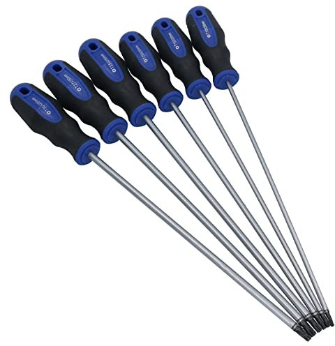 6pc Extra Long Tamper Proof Torx Star Screwdriver Set T10 – T30 250mm Blade