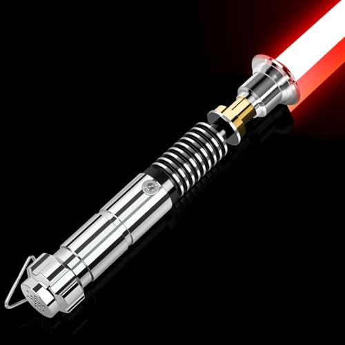Atexbser Duell-Lichtschwert | Heavy-Duty Luke Lichtschwerter | Motion Swing Lightsaber Aluminium Griff mit 16 Soundfonts | 16 RBG Farben wechselnde aufladbar für Erwachsene (45in)