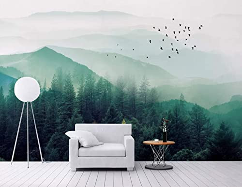 BELOKA Papier Peint Panoramique 3D Montagnes Forêts De Pins Papier Peint 3D Intissé Moderne Décoration Murale