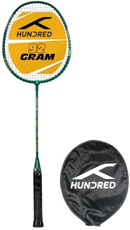 HUNDRED Powertek 200 PRO Badminton Racquet with Head Cover | Strung | Aluminium | For Intermediate Players | Weight: 95 grams | Maximum String Tension - 18-20lbs