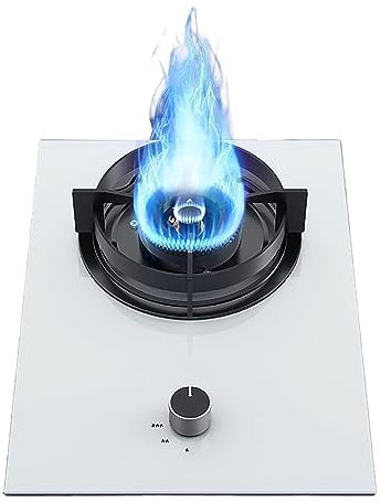 gas hob gas stove wok burner White tempered glass panel tabletop cooking gas stove(Color:LPG)