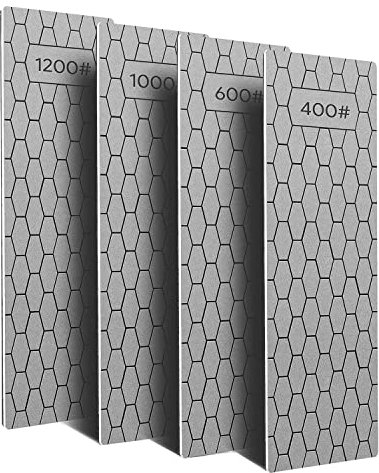 Micvtve 4 Pcs Diamond Sharpening Plate Set, Diamond Sharpening Stone with Honeycomb, 400/600/1000/1200 Grit