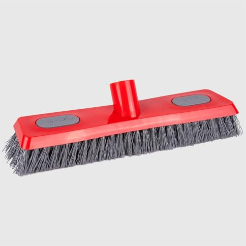 La Briantina Spazzolone Pavimenti Ginevra con Occhielli Ferma-Panno, Innesto a Vite Universale Fibre Rigide Ondulate 27,5x6 cm, 100% Polipropilene