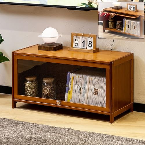 XRRJFYH Bambus TV Schrank Mit Klapptür, TV Board, Fernsehtisch, Fernsehschrank, TV Bank, TV Tisch, Kleine Lowboard für Wohnzimmer, Schlafzimmer, Büro (Size : 80cm/31.5in)