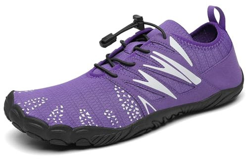 Mishansha Badeschuhe Herren Damen Wasserschuhe Atmungsaktive Schnell Trocknend Schwimmschuhe rutschfeste Leicht Barfußschuhe fur Männer Frauen, Violett Lila, 39 EU