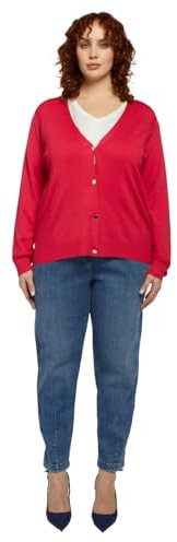 FIORELLA RUBINO: Cardigan V Neck in Viscosa ECOVERO Curvy Size Fucsia Stagione Primavera Estate 2024.