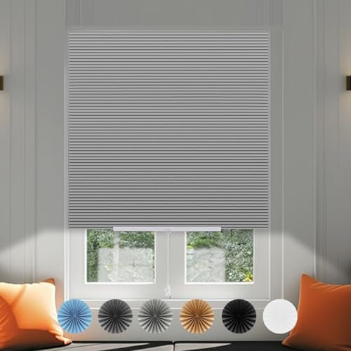No Drill Blinds for Windows Temporary Blackout Sunlight UV No Screw Stick on Pull Down Blinds Curtains Light Filtering, Perfect Easy Fit Install for Bedroom,Bathroom, Kitchen Windows,Doors