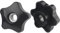 BWESOO 4 x schwarze T-Track-Knöpfe, Fünf-Sterne-Durchgangsknöpfe, 3/8 Zoll, 16 Durchgangsloch-Knöpfe für Sägemaschine, Bohrmaschine, Drehmaschine, feste Länge, Befestigungsknöpfe, Schrank-Hardware