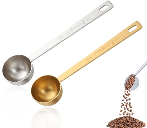 WUSJCOF 2pcs Cuillère Doseuse Café Cuillère Doseuse Cuillère De Mesure De Café en Acier Inoxydable Cuillère À Café Cuillère À Café Doseur À Long Manche pour Café Lait en Poudre Poudre(15ml)
