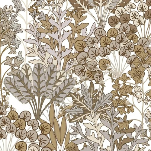 Fiula Selbstklebende Tapete Blätter Vintage Mustertapete Möbelfolie 41x300CM Klebetapete Klebefolie Möbel Vinyl Wrap Hellbraun Gold Wandtapete Wohnzimmer Schlafzimmer Wasserdicht Wallpaper