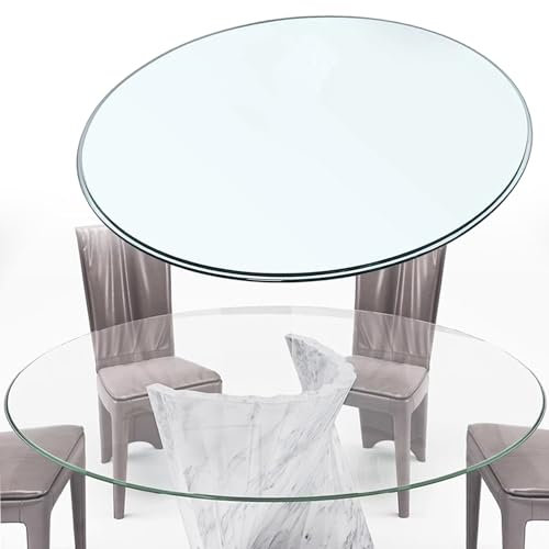 SAGIDAR Glasplatte Rund Glass Küche Esstisch, Runde Tischplatte Aus Gehärtetem Transparent Glass, Sicherheitsglas Klarglas, 35cm 48cm 75cm Rund Tischplatte Glasplatte, Tisch Glasscheibe