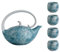 YoeEoay Japanisches Blau Und Weiß Porzellan Tee Set Asiatische Tee-Sets Für Teeliebhaber Chinesisches Japanisches Porzellan-Teeservice Mit Blauem Blumen-Design
