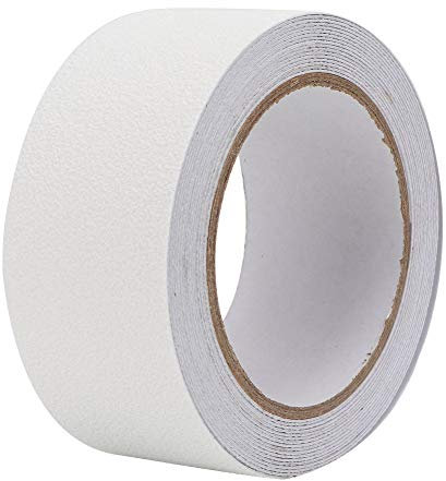 AKLOSIPY Ruban Adhésif Antidérapant en Caoutchouc PEVA/PU, 5m, pour Marches au Sol et Acier Abrasif pour Sol amélioré (White)
