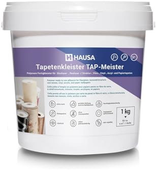 Hausa Tapetenkleister TAP-Meister 1kg Fertigkleister für Tapeten aller Art: Glasfaser-, Raufaser-, Struktur-, Vlies-, Vinyltapeten, hohe Anfangsklebkraft, extra stark, feuchtigkeitsbeständig