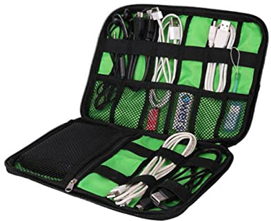 Veemoon Usb Cable Storage Bag and Electronics Organizer for Travel, Navy Digital Gadget Case Waterproof Two-layer Design, Suitable for Electronic Accessories and Data Cables