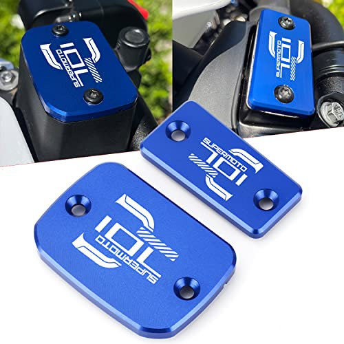 Super Vici Motorrad CNC Bremsflüssigkeit Zylinder Hauptbremsbehälterdeckel Zubehör Kompatibel mit HUSQ.VARNA 701 Supermoto 2016 2017 2018 2019 2020 2021 (Blau-1)