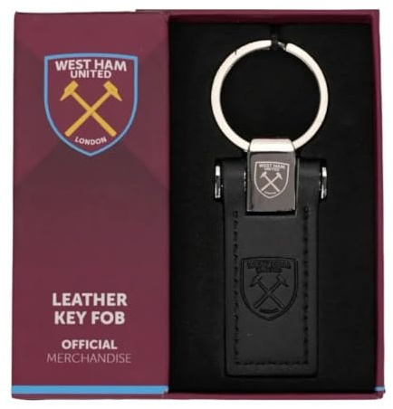 West Ham United FC Leather Keyring (One Size) (Black)