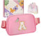 ONETOALL Marsupio Donna e Bambina, Borsa a Tracolla Piccola con Lettere Personalizzabili & 3 Colori a Scelta - Regalo per Compleanni e Feste, Rosa A