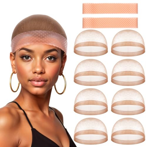 Wanmu 6 Stück Silikon Wig Cap Perückengriff, Verstellbares Perückengriff-Stirnband, Perückenkappe, Rutschfester starker Halter für Spitzenfront Männer Frauen (Braun)