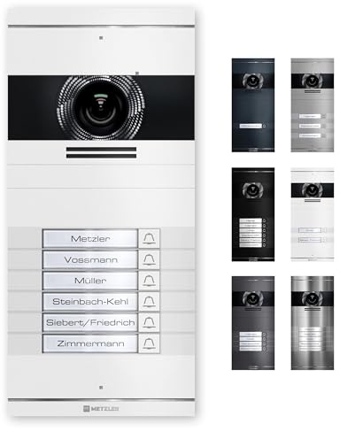 Metzler VDM10 2.0 Videocitofono kit completo con targhetta nome intercambiabile - sistema 2 fili - citofono video con telecamera e monitor per casa unifamiliare, antracite in acciaio inox V2A