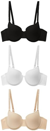 NEXT Damen 3er-Pack Balconette-BHS mit Baumwolle Schwarz/Weiß/Pastell Rose Nude 70