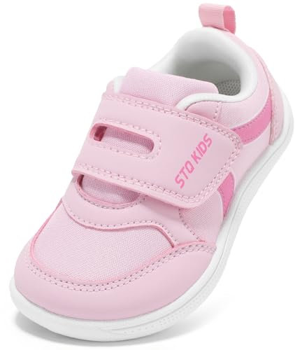 STQ KIDS Basket Enfant Garcon Fille Mixte Chaussure Respirant Bébé Garçon Renforcée Barefoot Basquette Sneakers Sport Basse Mode Unisex Légère Course Rose 27 EU