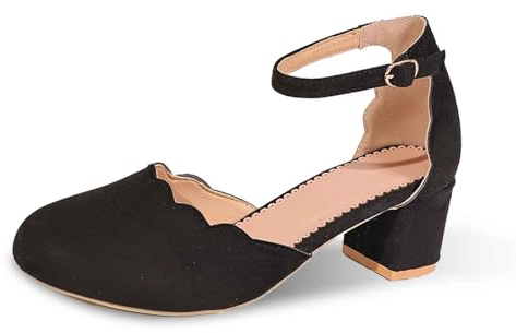 Damen Mary Janes Pumps Chunky High Heel Kleid Dirndl Schuhe Elegant Trachtenschuhe Hochzeitsschuhe mit Absatz