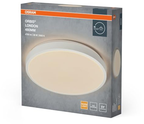 Osram ORBIS LONDON Deckenleuchte, weiß, 36W, 4150lm | Orbis London, Indoor Wall Lighting, Weiß, 480 mm dia, 50000 h, 1-Pack