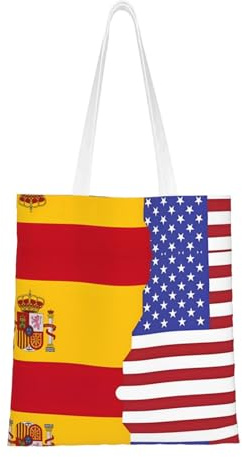 YXLymxDAMAI Bolsa de tela reutilizable con bandera brasileña para mujer, perfecta para ir de compras y uso diario, Bandera de España Americana, Talla única