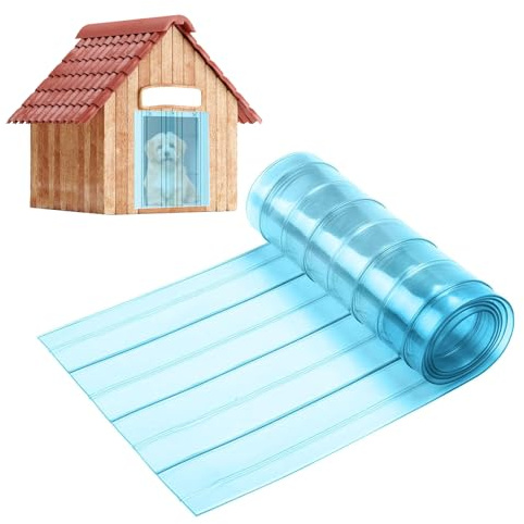 Dog Door Replacement Flaps, 330CM Cat Dog Door Flap Plastic Vinyl Dogs Doors Strips Transparent Puppy House Doors Flap for DIY Doghouse or Catdoor (Blue)