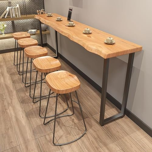 Table de bar en bois massif, table à hauteur de comptoir avec pieds en métal, table de bistro étroite for salle à manger, petit-déjeuner, console de canapé rectangulaire(63Lx 15.7W x 41.3H)
