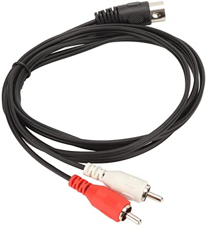 Yanmis 5-poliges Din-auf-2-Cinch-Steckerkabel, Lang, 1,5 M, PVC-Drahtabdeckung, 2-Cinch-auf-Din-Sound-Verbindungskabel für CD-Player, Videorecorder, DVD, Phono LD