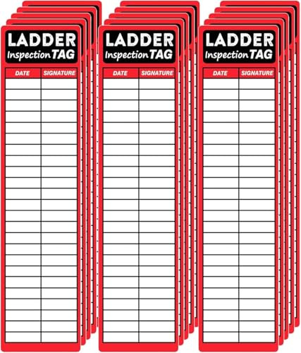Ladder Inspection Labels 100 Pcs Safety Stickers for Ladders 8.5 x 2 Inch Red Safety Inspection Tags Stickers Vinyl Maintenance Labels Ladder Inspection Tags for Industrial