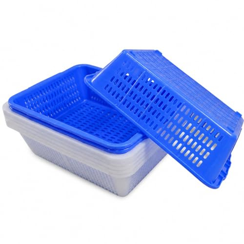 Yunmeryker Escurridor de pasta cuadrado, colador rojo para cocina, escurridor de verduras y frutas, perforado, 354x271x109mm