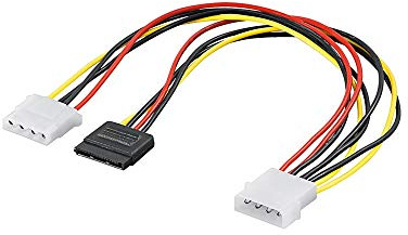 Wentronic 93629 Internes Stromkabel (S-ATA 15-polig auf 2X 5,25 Zoll Stecker/Buchse) schwarz
