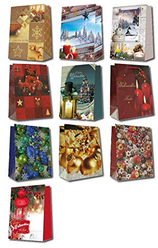 Taunus Grußkarten Verlag 10 Geschenktüten Weihnachten MEDIUM - 10 Motive 22-2021 Geschenktaschen Geschenktüten Tragetaschen