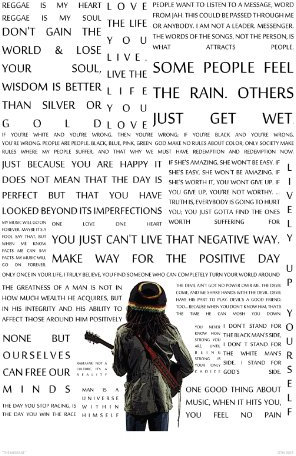 onthewall Bob Marley Kunstdruck The Message in Zitaten 40 x 30 cm Satinpapier Hochwertiger Kunstdruck Handgezeichnet Wohnzimmer Wandmontage