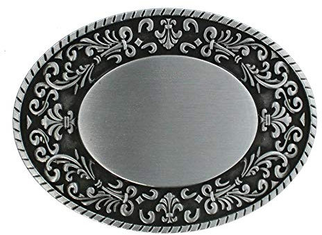 eeddoo® Gürtelschnalle Classic - silber verziert rund (Buckle für Wechselgürtel für Damen und Herren | Belt Frauen Männer Oldschool Rockabilly Metall Gothic Rock Biker Western Trucker Casino Skull)